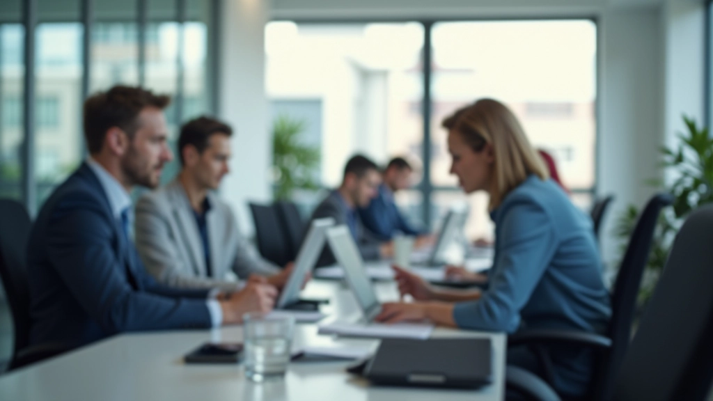 Modernes Büro mit mehreren Mitarbeitern bei der Zusammenarbeit, helle Beleuchtung, Arbeitsumgebung mit modernem Design