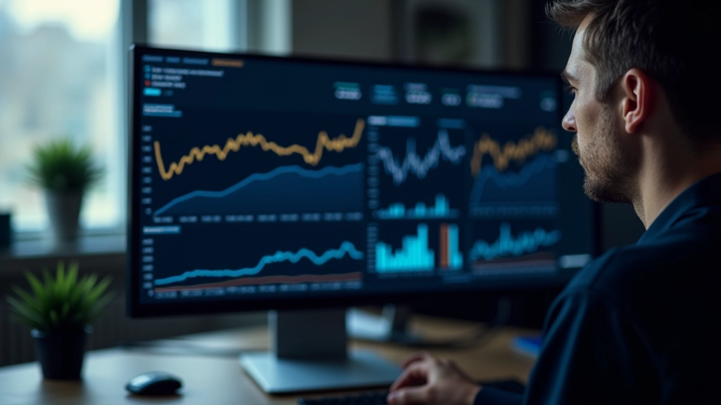 Statistik-Dashboard mit Wirtschaftsindikatoren, Diagrammen und Kennzahlen auf Computerschirm